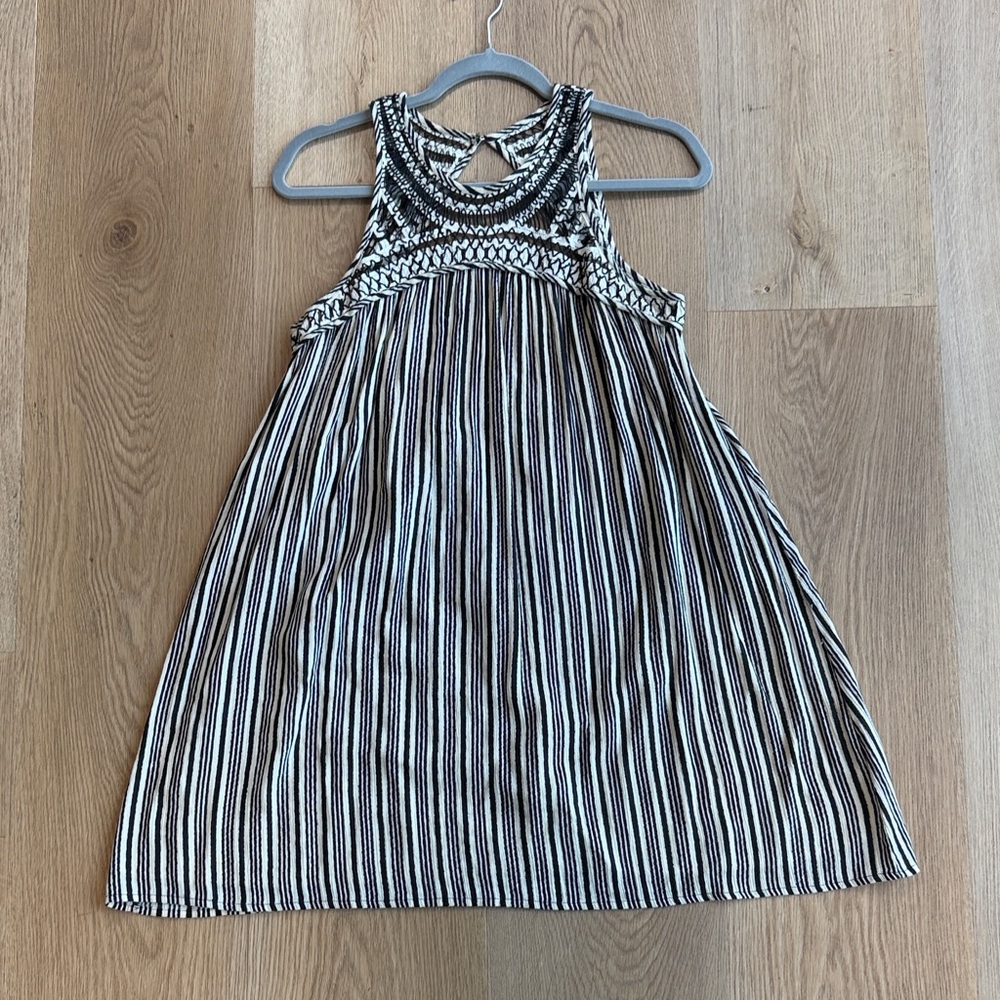Ecote Black and White Striped Casual Dress